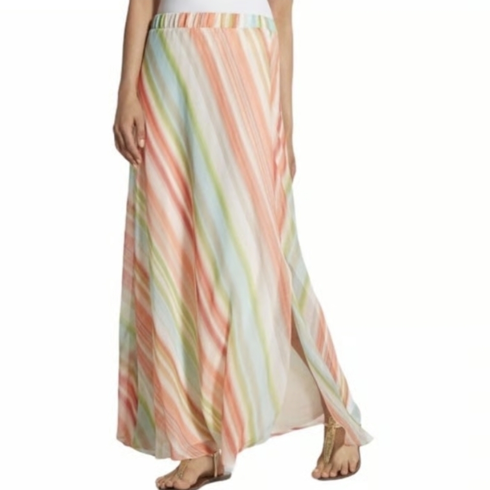 Chico's Rainbow Pastel Striped Martha Maxi Skirt